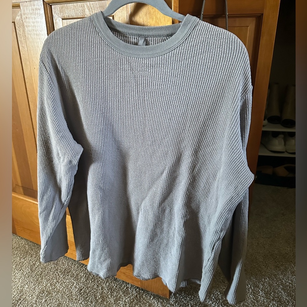 Skims Waffle Knit Lounge Shirt Smoke